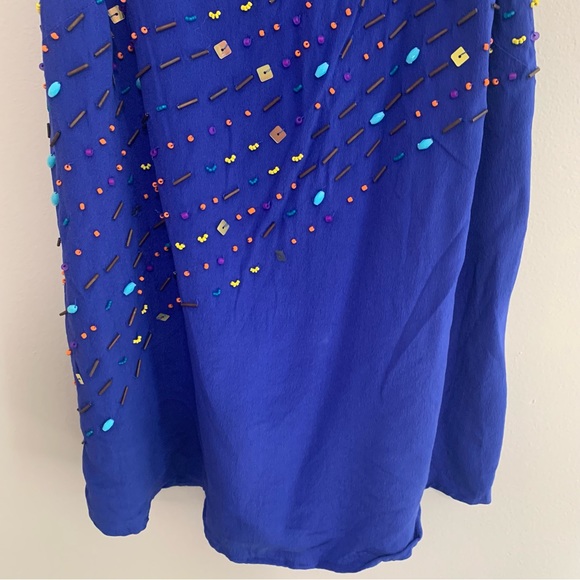 Anthropologie Fei 100% Silk Beaded Embellished Racerback Tank Top - Picture 4 of 10